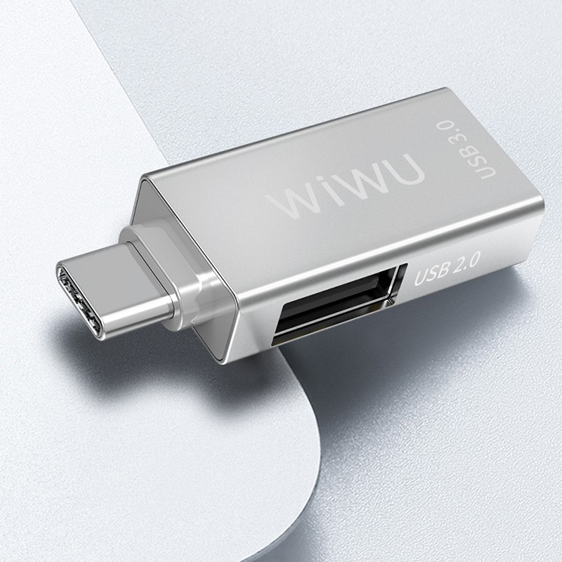 Đầu Chuyển Type C Ra 2 Usb ( 1Usb 2.0 và 1Usb 3.0) Siêu Nhỏ Gon WiWU T02 Usb