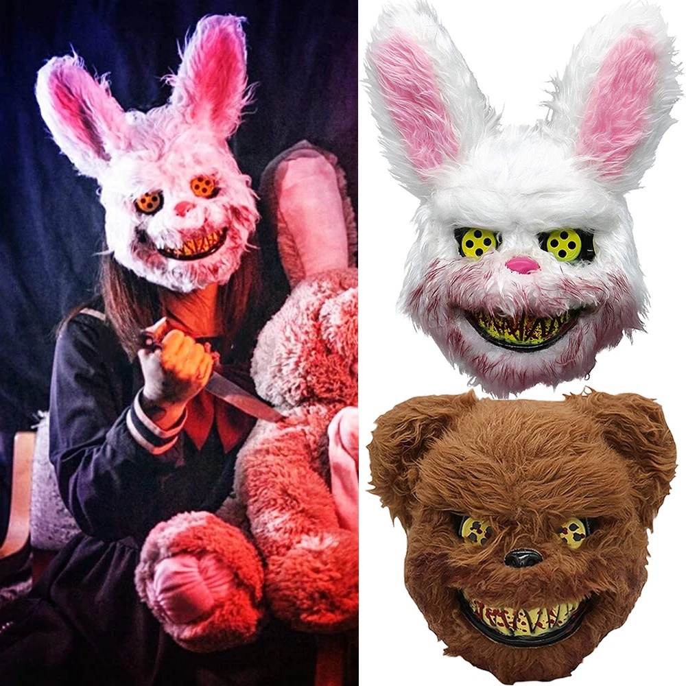 Mặt Nạ Hóa Trang Halloween Hình Thỏ Đẫm Máu / Gấu Đáng Sợ