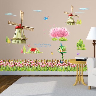 Decal dán tường hàng rào cối xoay