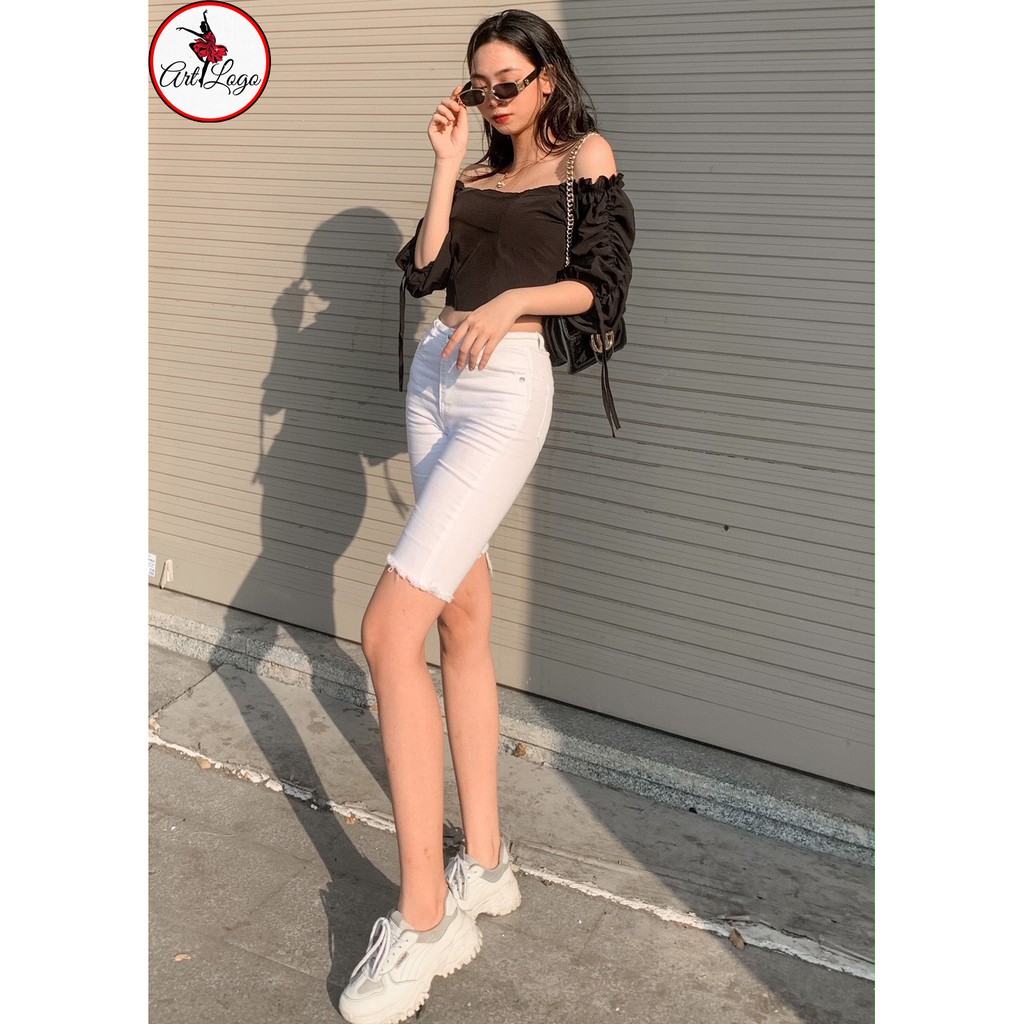 Set bộ đồ nữ đi chơi áo voan rớt vai quần jean "ÁO RỚT VAI" | BigBuy360 - bigbuy360.vn