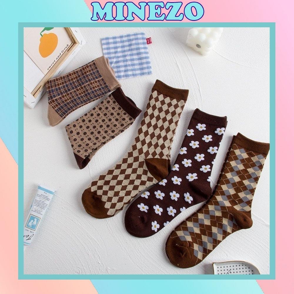 Tất cổ cao chất len cao cấp Minezo vớ thổ cẩm phong cách vintage TN143
