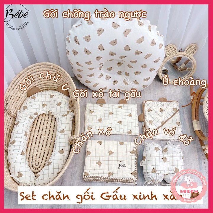 Bé Bé - Set Bộ Chăn, Gối Đầu,Chặn Vỏ Đỗ, Chăn Ủ Họa Tiết Hổ Cho Bé