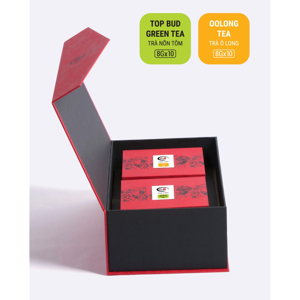 TRÀ VIỆT Hộp Quà Tết An Khang Giấy Gân Nổi Mỹ Thuật Cao Cấp