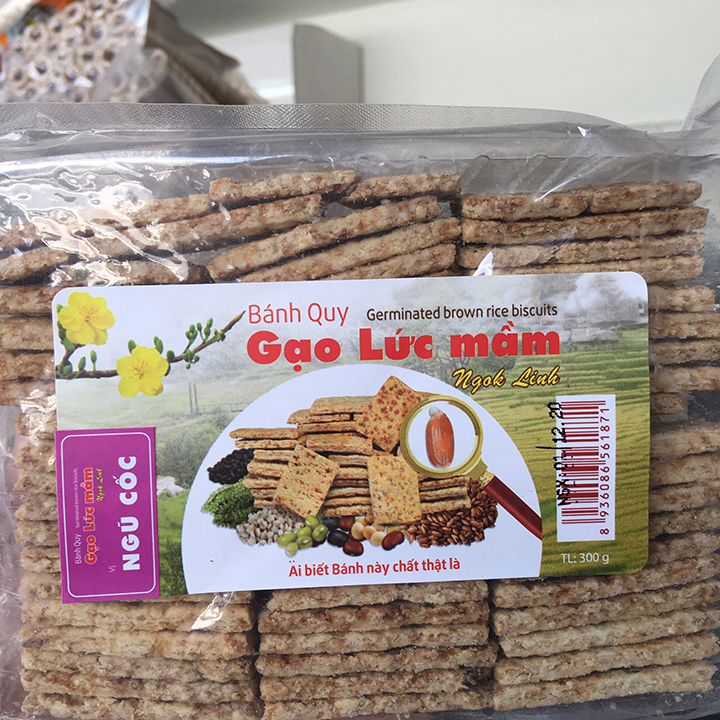 Bánh quy gạo lứt mầm Ngok Linh 300g-cho trẻ nhỏ & người già ăn dặm, người ăn chay, kiêng ít đường, eat clean