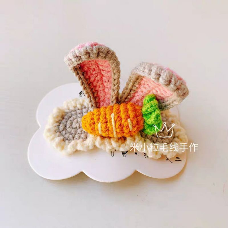 Bờm cài tóc , kẹp tóc thỏ len handmade