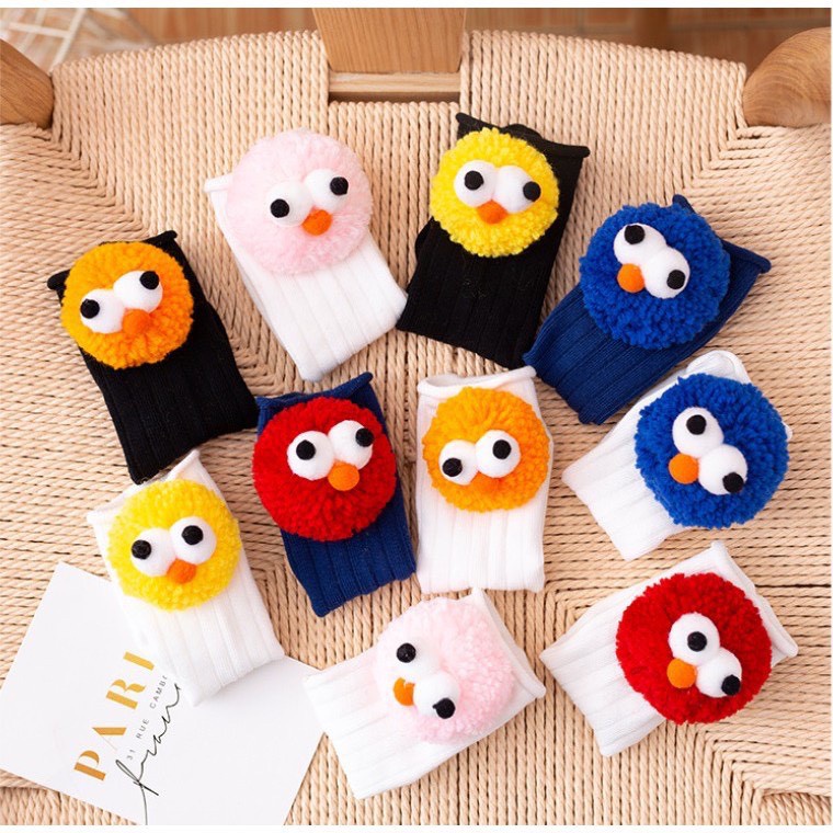 Tất cao cổ hình mắt chim 3d cho bé