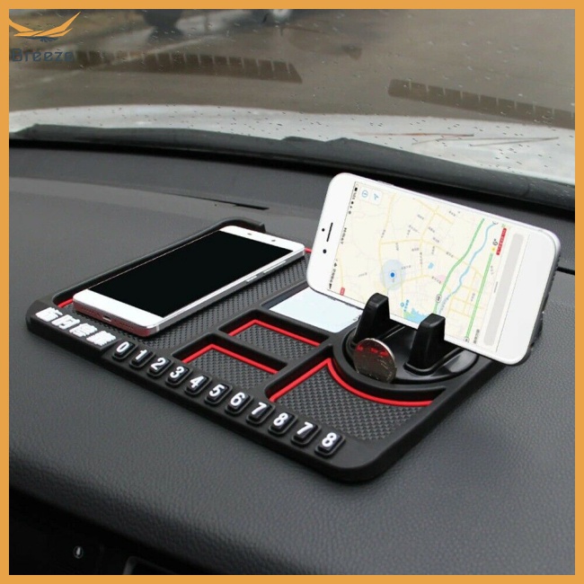 breeze 4 In 1 Multifunctional Car Phone Holder Anti-slip Pad Car Navigation Dashboard Wear-resistant Mat Car Supplies