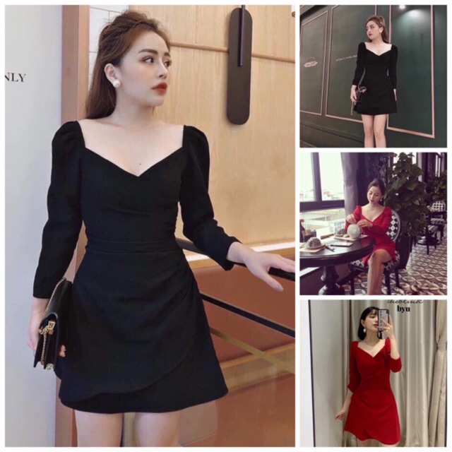 Jumpsuit đắp chéo tà xếp li eo - Kèm hình thật