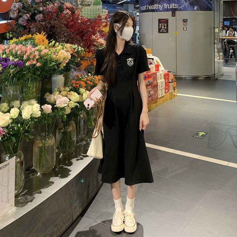 Đầm Thun polo Dáng Chữ A Tay Ngắn Ôm Eo Phong Cách Preppy Thời Trang Mùa Hè Kiểu Mới Dành Cho Bạn Nữ