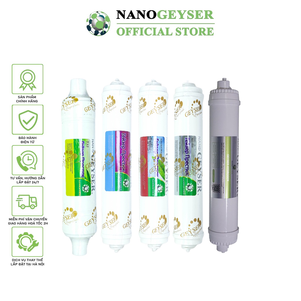 Bộ 5 lõi lọc nước 45678 dùng cho các dòng máy NANO, Lõi T33, 3IN1, Maifan, Nano Silver, Hydrogen Nano Geyser