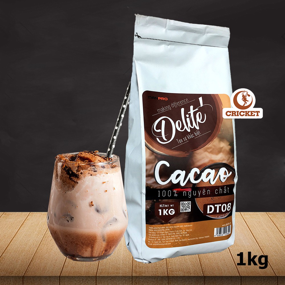 Bột Cacao Nguyên Chất 100% DT08 Delite - Pha Đồ Uống Làm Bánh Loại 1 ngon khó cưỡng
