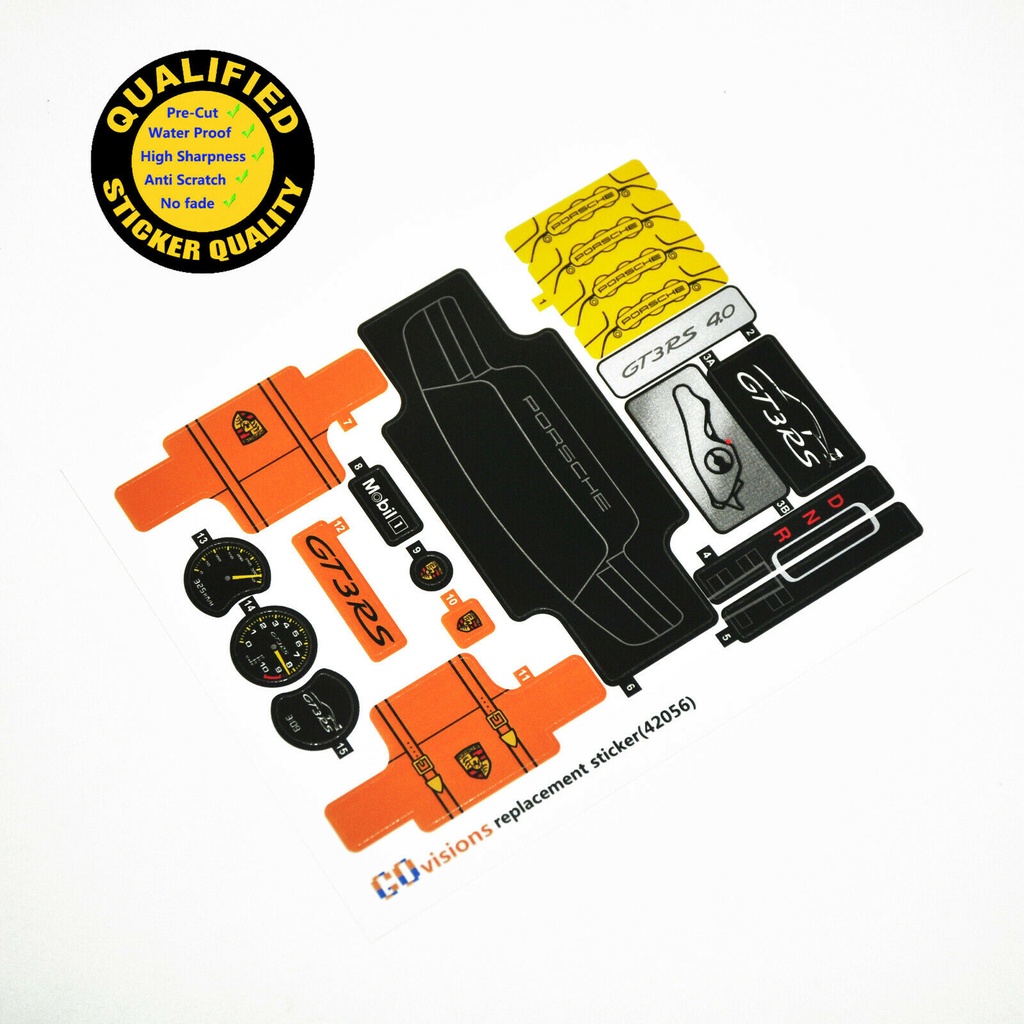Nhãn dán TÙY CHỈNH cho LEGO 42056 Porsche 911 GT3 RS Technic, chỉ nhãn dán