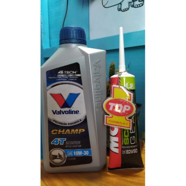 Nhớt Valvoline dành cho xe số kèm nhớt hộp số Motul ( tặng móc khoá TOP1)