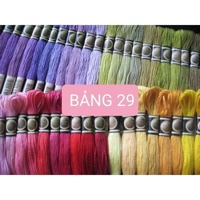 [ BẢNG 29 ] Chỉ cotton DC thêu tranh chữ thập, thêu trang phục /GIÁ TÉP DÀI 8M