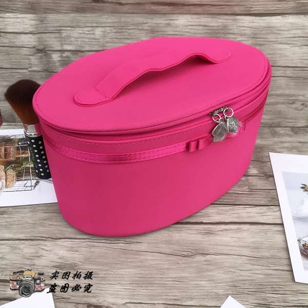Túi đựng mỹ phẩm cỡ lớn màu đỏ hồng mẫu Lancome làm đẹp tinh tế