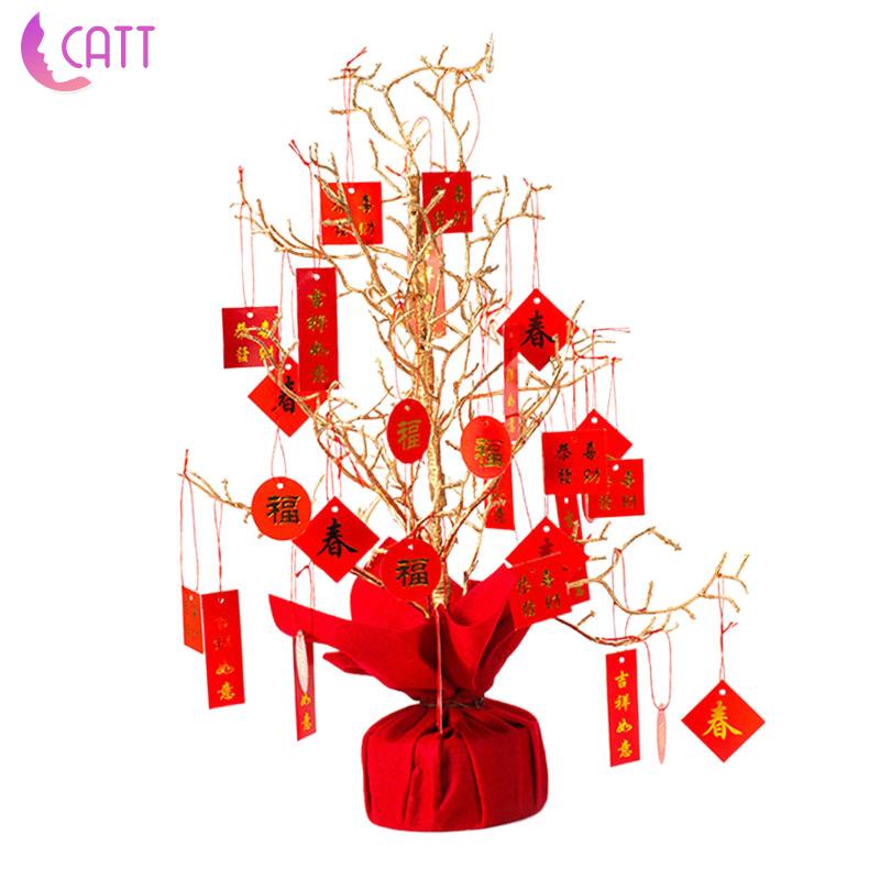 [Dadada1] Mặt Dây Chuyền Hình Cành Cây Tiền Năm Mới Màu Vàng Kim Trang Trí Ngày Lễ