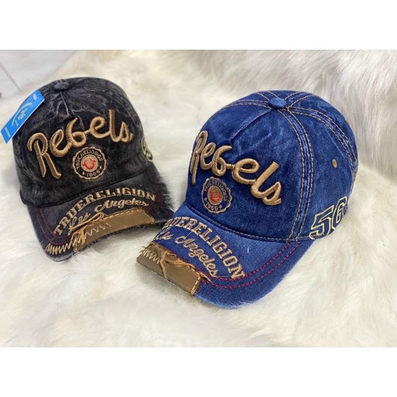 Nón kết nam , mũ lưỡi chai jeans hiệu ông địa thêu chữ Robel phong cách