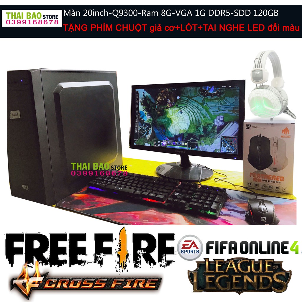 Bộ máy TBF2L20-Màn hình LED 20inch-RAM 8G SSD 120GB HDD 500G- Chiến FIFA4,LIÊN MINH,FF,CF mượt-TẶNG Tai nghe+phím+chuột | BigBuy360 - bigbuy360.vn