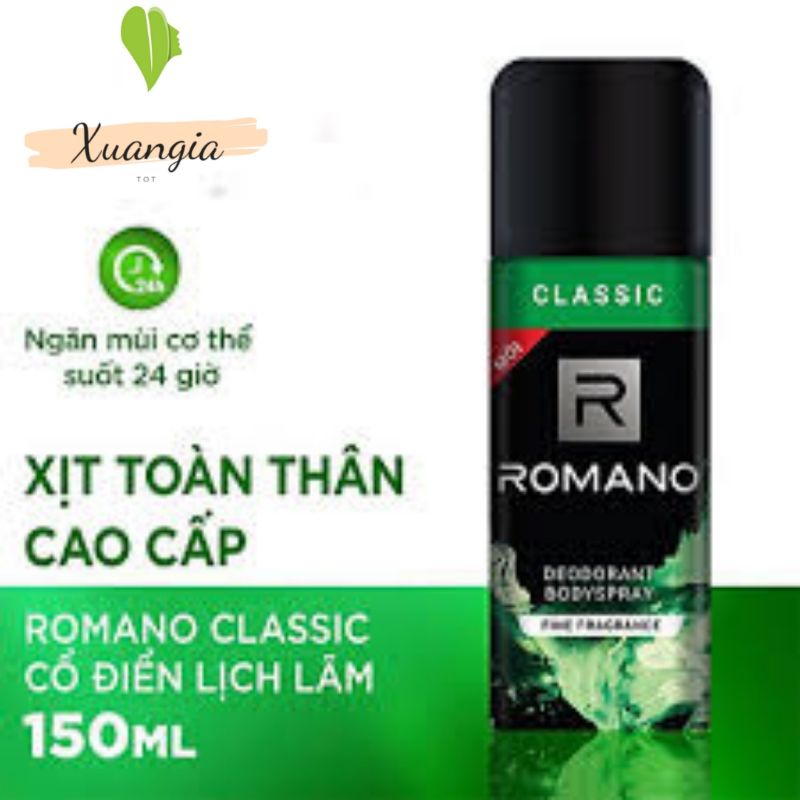 Xịt khử mùi toàn thân cho nam Romano Classic