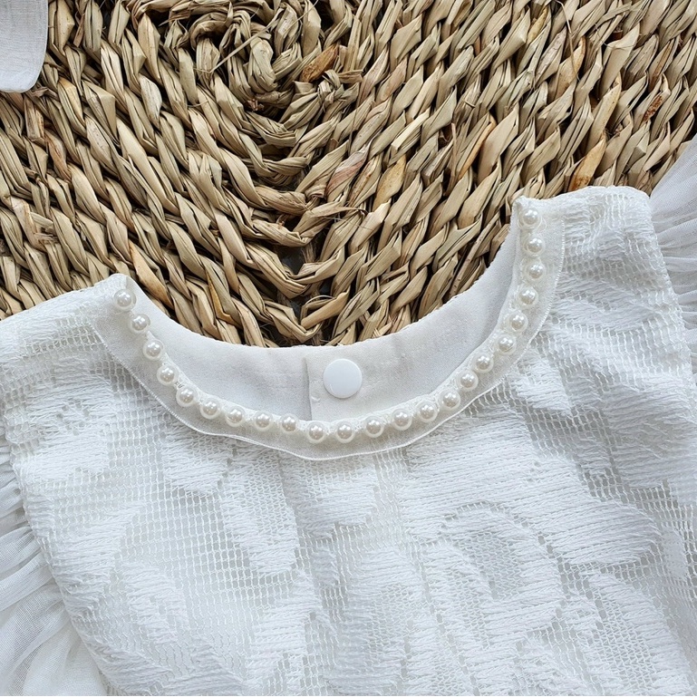 Body váy công chúa ren trắng cao cấp cho bé gái sơ sinh diện thôi nôi, đầy tháng, đi tiệc - Riokids BD64