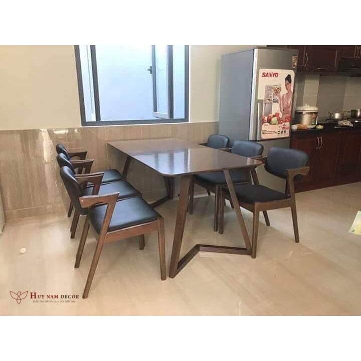 Bộ bàn ăn gỗ sồi nga cao cấp Kai 1m6 - Ngồi 6 - 8 ghế