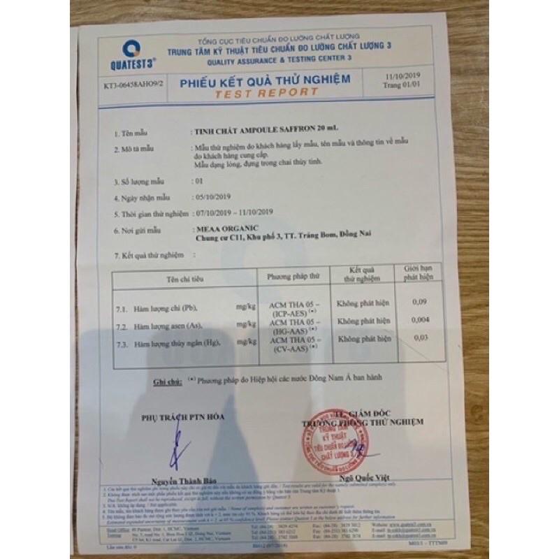 [Chính hãng] Tinh chất dưỡng da dna Cá Hồi Ampoule Saffron - MeeA Organic