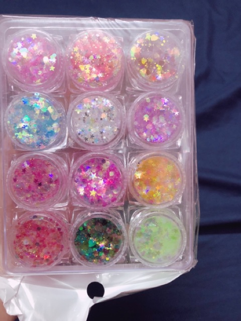 Sét 12 hũ kira kim tuyến trang điểm mắt