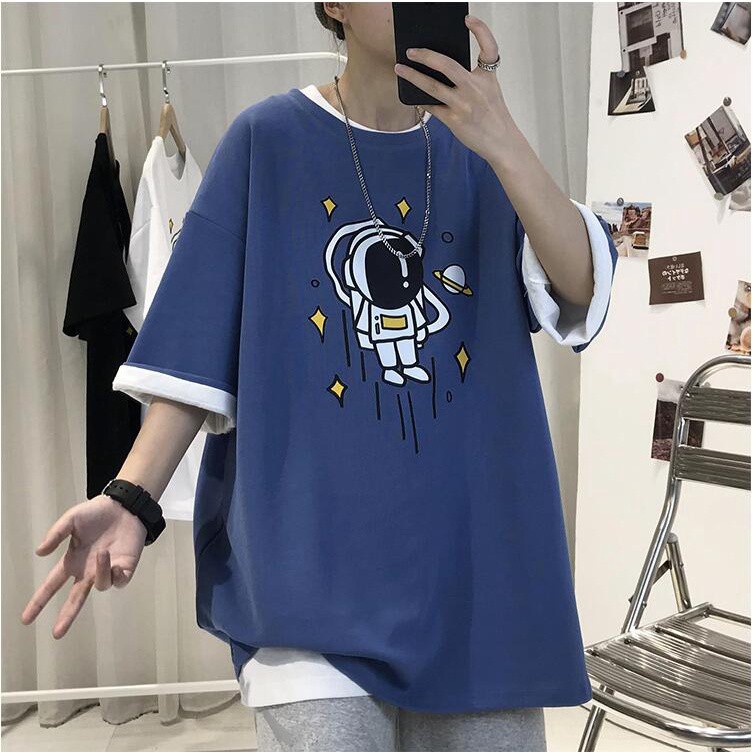 Áo Thun Nam Clothing Cổ Tròn Form Rộng Streetwear Áo Phông Nam Form Rộng Basic Cotton Oversize In Phi Hành Gia PCG693 bắn thật