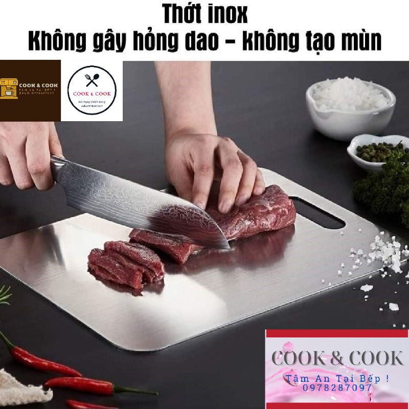 [Chính Hãng] THỚT INOX 304 KHÁNG KHUẨN ĐỦ SIZE ĐỦ KÍCH THƯỚC VIETCOOK