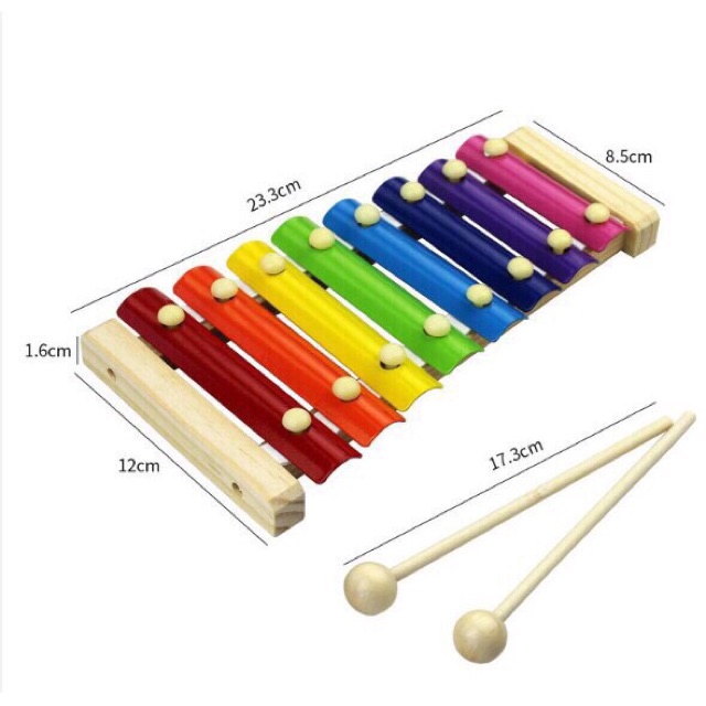 Đồ chơi nhạc cụ - Đàn gỗ 8 thanh sắc màu cho bé