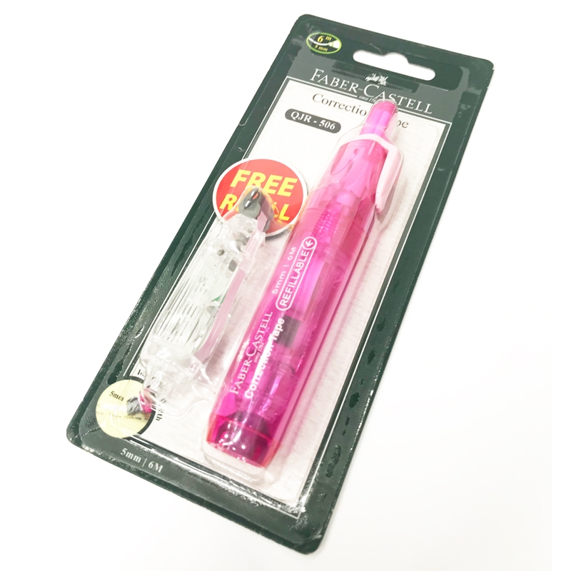 Bút Xoá Kéo Bấm QJR 506-6M - Pink + 1 Refill - Faber-Castell