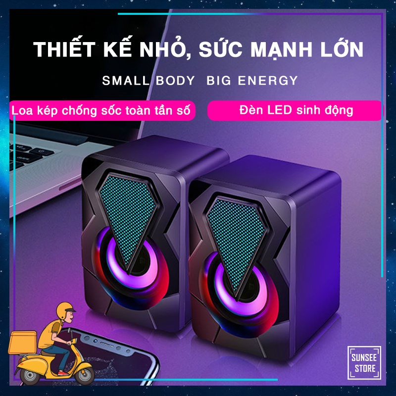 Loa máy tính Y-9077 kết nối dây âm thanh cực đỉnh bass treble độc lập hiệu ứng đèn LED