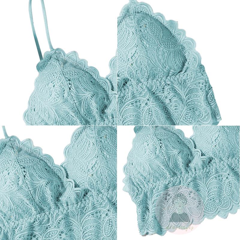 DRE-Women Summer Bra, Lace Patchwork Solid Color Padded Push Up Sweet Sling Bra