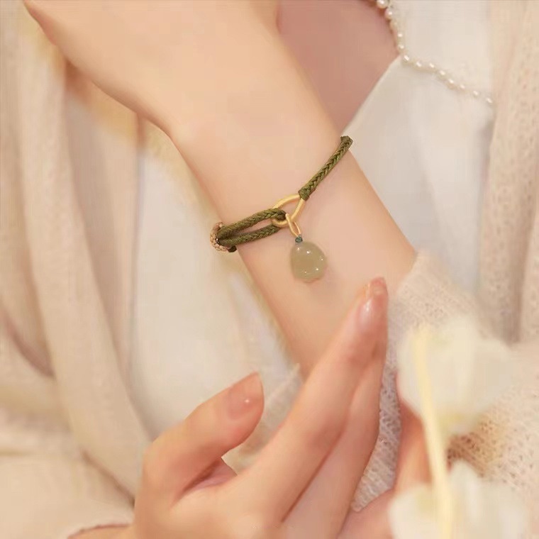 Hàng Mới Về [Hàng Mới Về] Vòng Tay Dây Bện Gắn Mặt Hình Chân Mèo May Mắn Cho Cặp Đôi