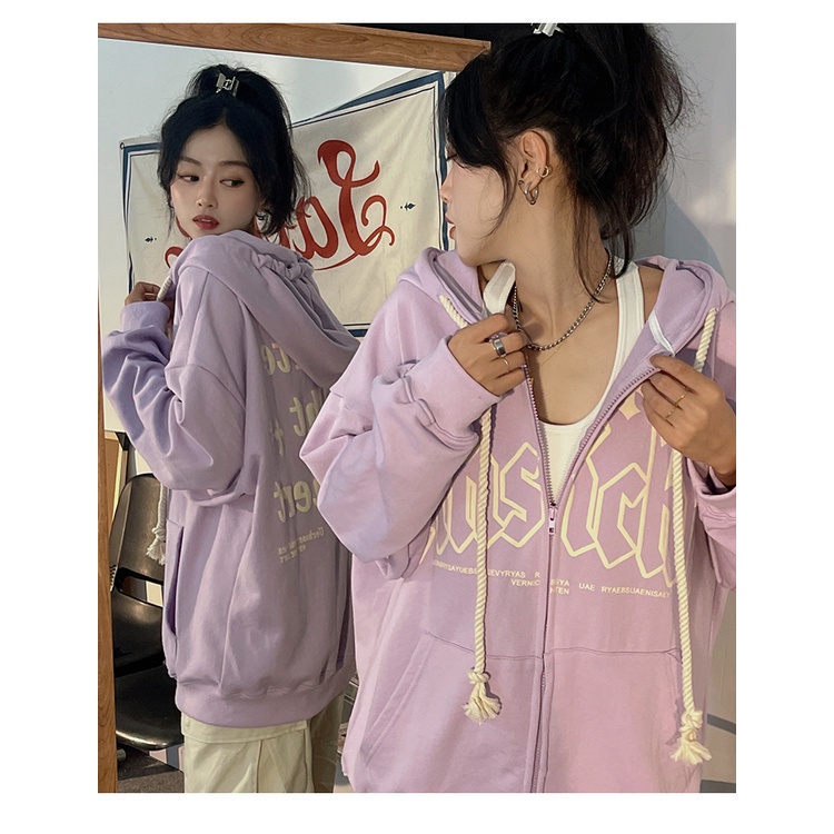 Áo Khoác Khóa Kéo Có Mũ Trùm Đầu Thời Trang Phong Cách Mỹ