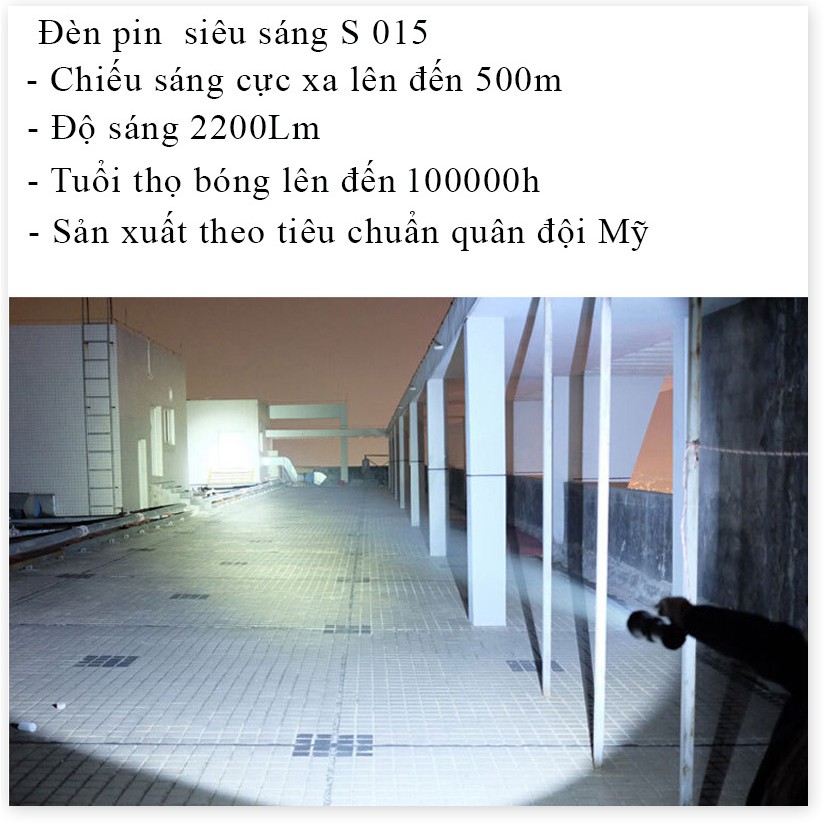 Đèn Pin Sạc Siêu Sáng LYS015 ✔️Chính hãng✔️ Chiếu xa 600m, Chống nước, Pin Cực Bền +Tặng sạc, hộp đựng.