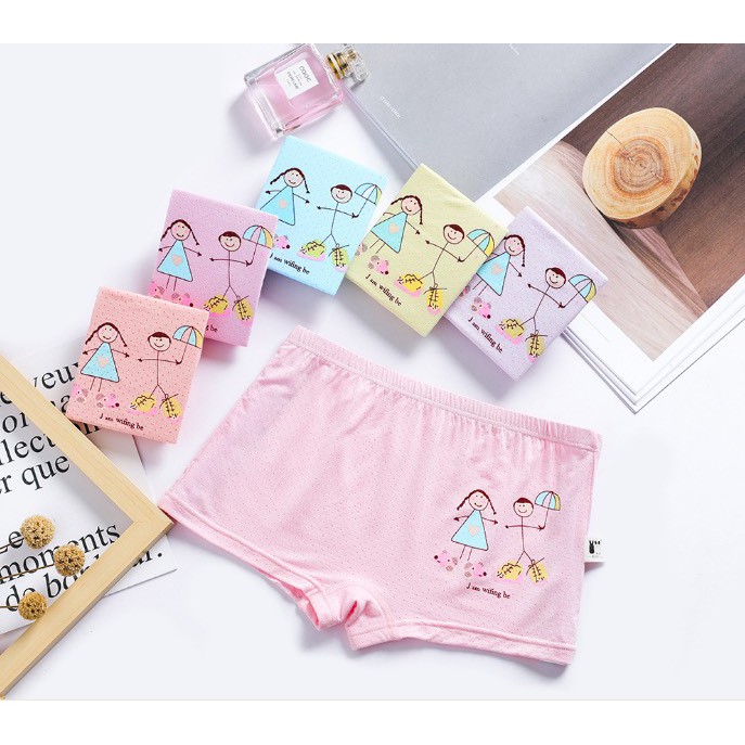 [SIÊU XỊN] Set 4c Quần Chip Bé Gái Thông Hơi Cotton 100% Sợi Bông Tự Nhiên