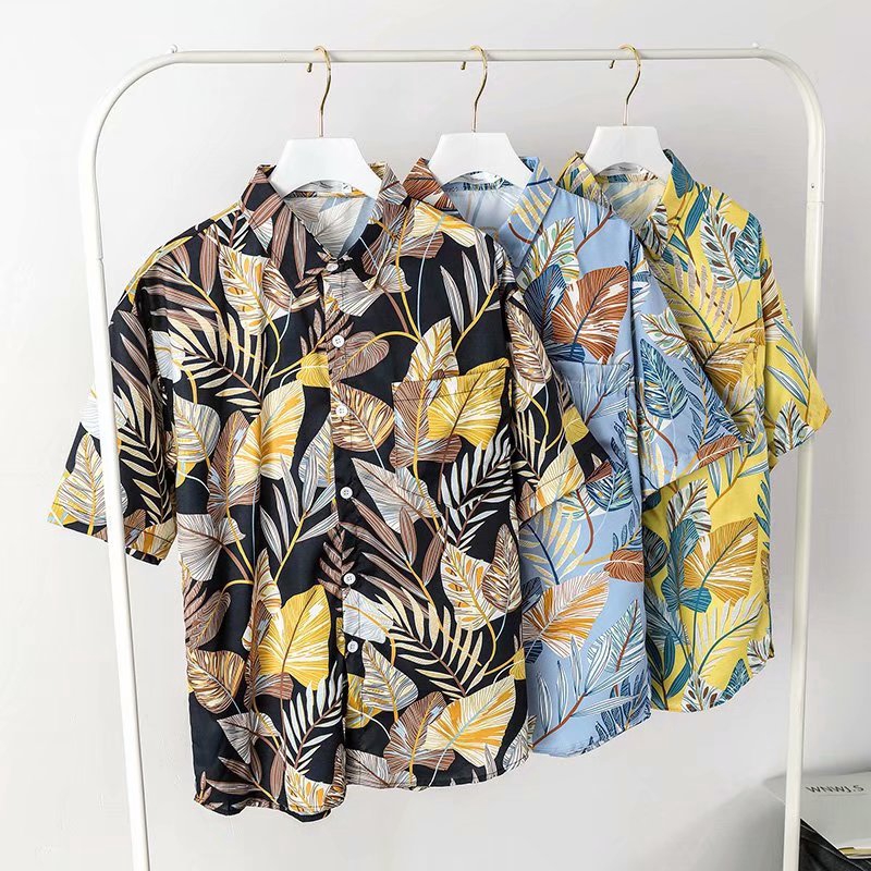 Sell well Men's fashion printing Leaves Hawaiian tropical style Short sleeve shirt | BigBuy360 - bigbuy360.vn