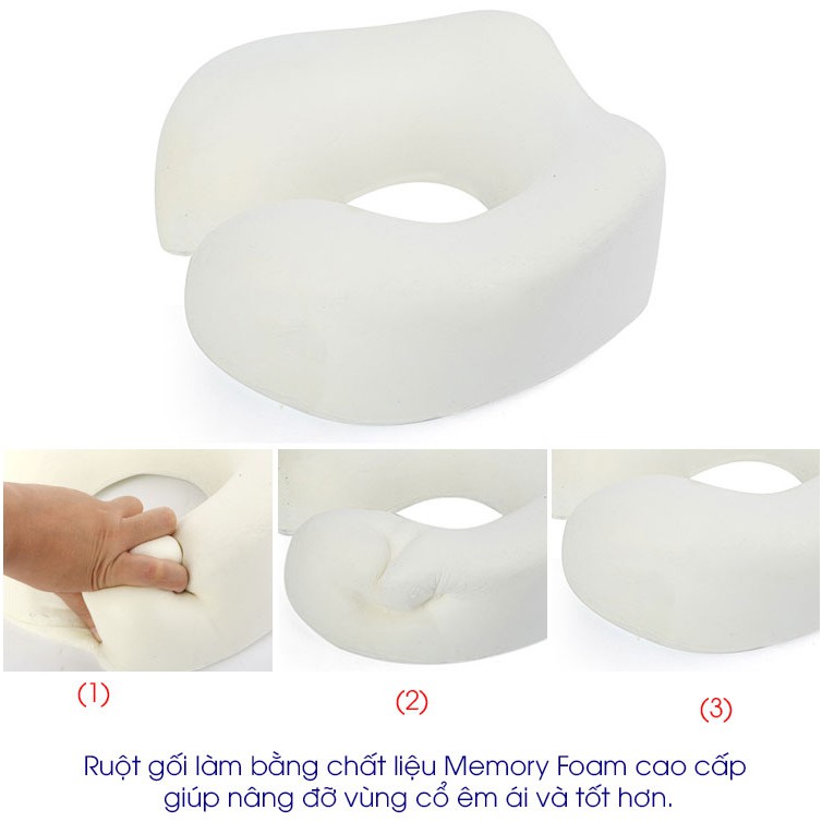 Gối chữ U kê cổ Văn phòng, Du lịch, Tựa đầu ô tô cao cấp Comohome Chất liệu Memory Foam hỗ trợ tốt cho cổ. Tặng túi đựng