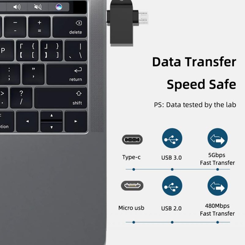 Đầu Chuyển Đổi USB 3.0 Type C/Micro USB/Type C Sang USB OTG 2 Trong 1 Cho Laptop/Điện Thoại Di Động