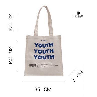 Túi Tote Túi Vải Canvas Hàng Quảng Châu Loại 1 In Chữ YOUTH [Ảnh Thật]