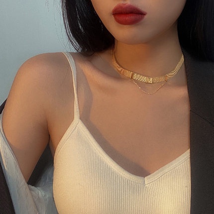 Vòng cổ thép titan mạ vàng thời trang cho nữ