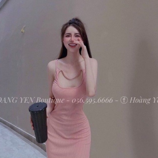 Đầm ôm body dáng dài 2 dây phối kiểu siêu Hot PC