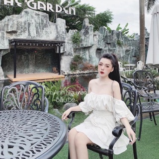 Áo trễ vai lụa kèm đai