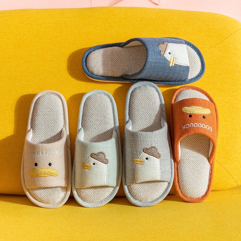 Dép đi trong nhà chất liệu cotton lanh chống trượt thời trang xuân hè cho cặp đôi
