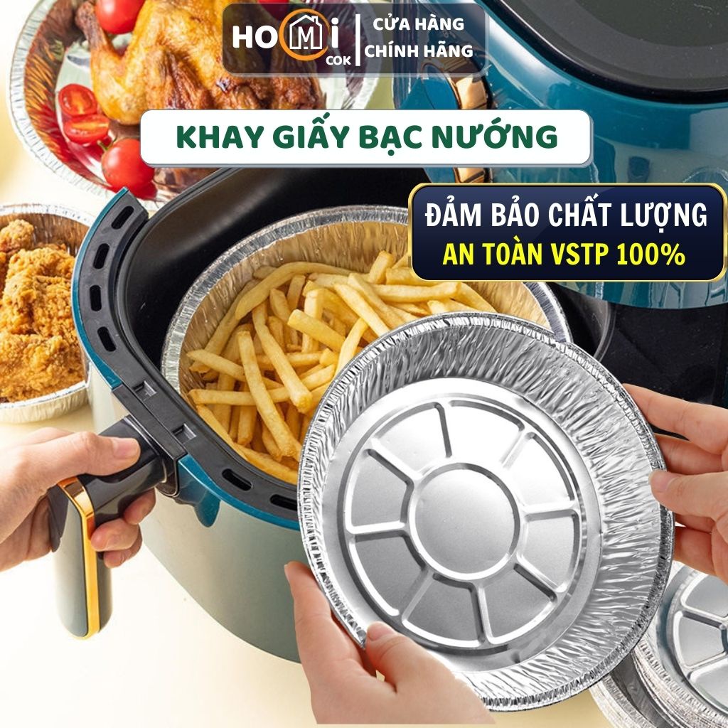 Giấy bạc Nồi Chiên Không Dầu set 25c, Khay Giấy Bạc Nướng Đa Năng đảm bảo an toàn thực phẩm