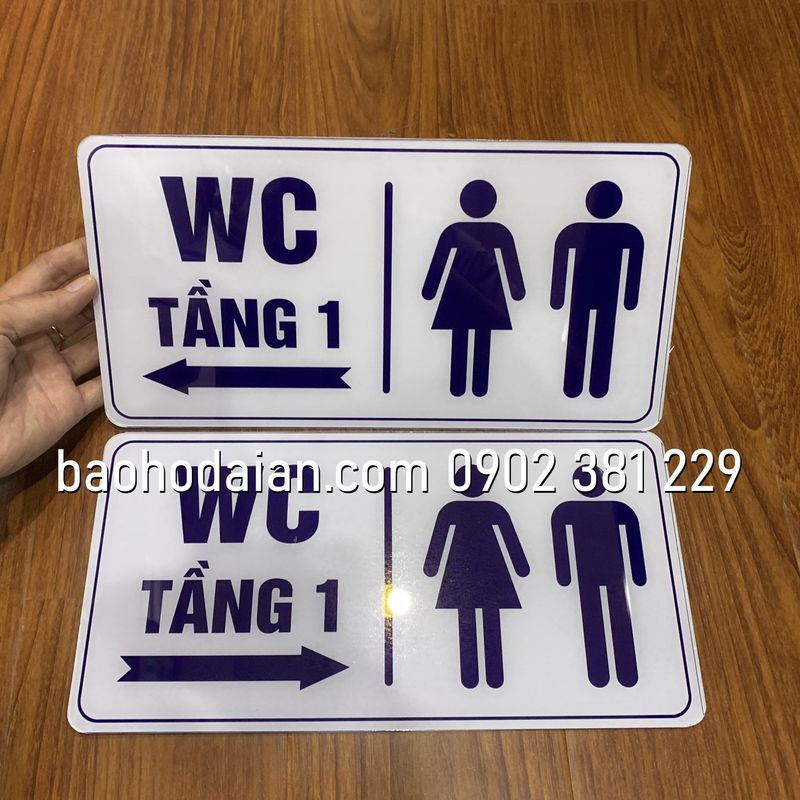 Bảng chỉ dẫn nhà vệ sinh WC nam nữ chất liệu mica 15cm x 30cm