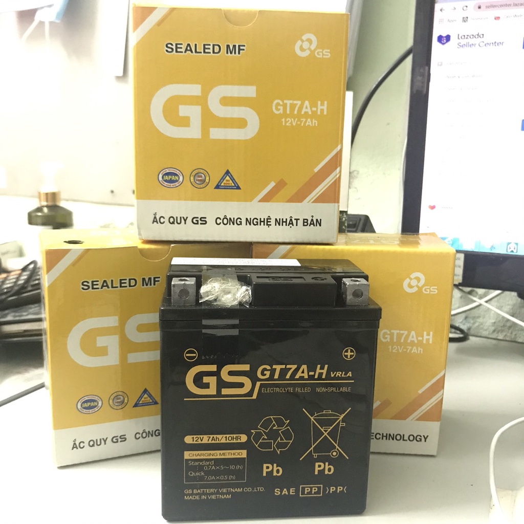 Bình ắc quy khô xe máy GT7A-H 12V 7AH chính hãng GS BATTERY