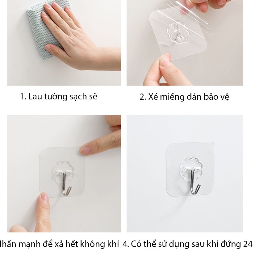 [Deal 1k] Móc dán tường đa năng Pulito nhỏ gọn trong suốt, chịu lực tốt, đô dính tốt, đầu xoay 180 độ tiện lợi-PulitoVN