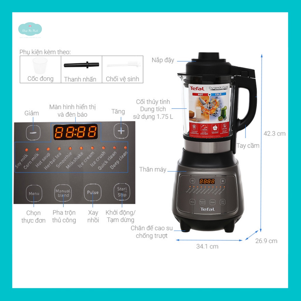 Máy xay sinh tố - máy làm sữa hạt đa năng Tefal BL967B66 - Bảo hành chính hãng 2 năm
